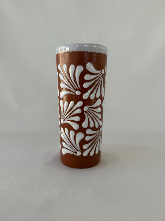 Brown Vaso with Fan Design