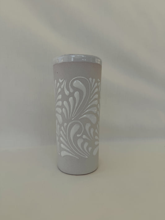 White Vaso with Swirl Design