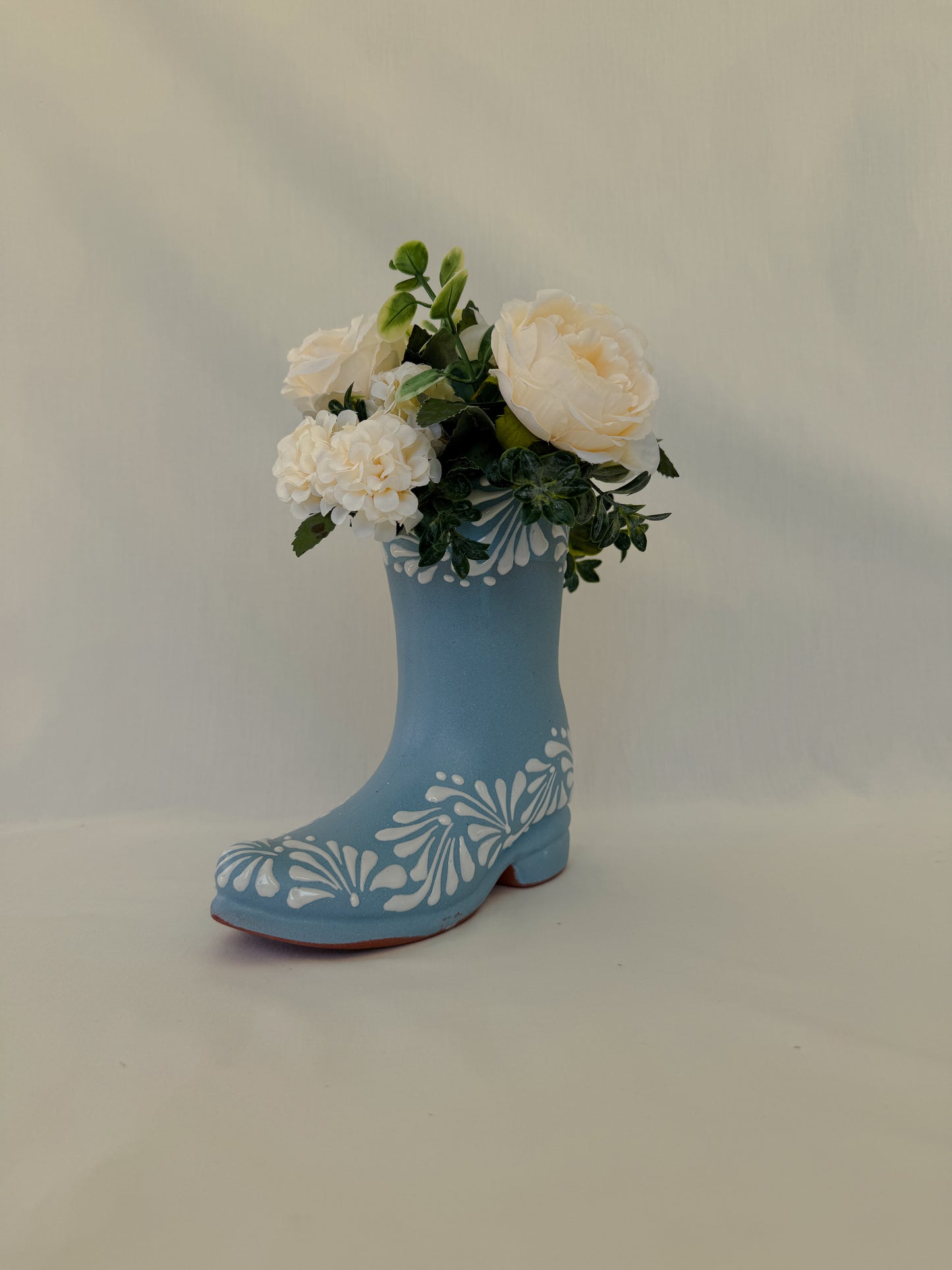 Baby Blue Boot Vase Partial Design
