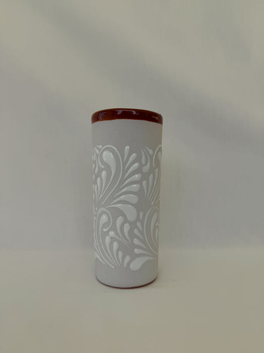 White Vaso with Brown Rim