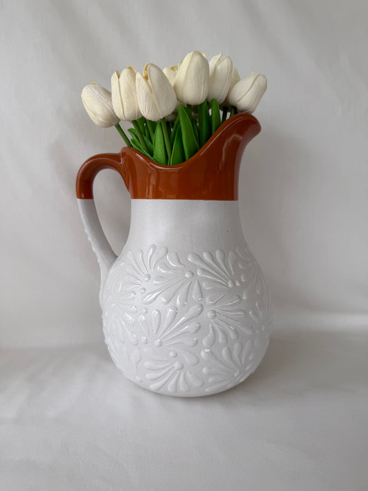 White Jarra with Brown Rim