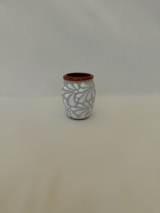 White Shot Glass with Brown Rim