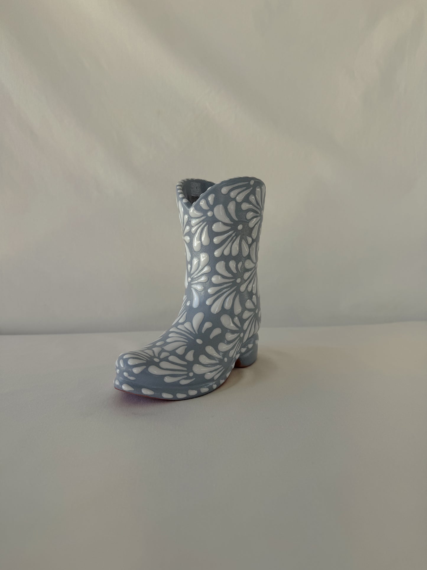 Gray Boot Vase Burst Design