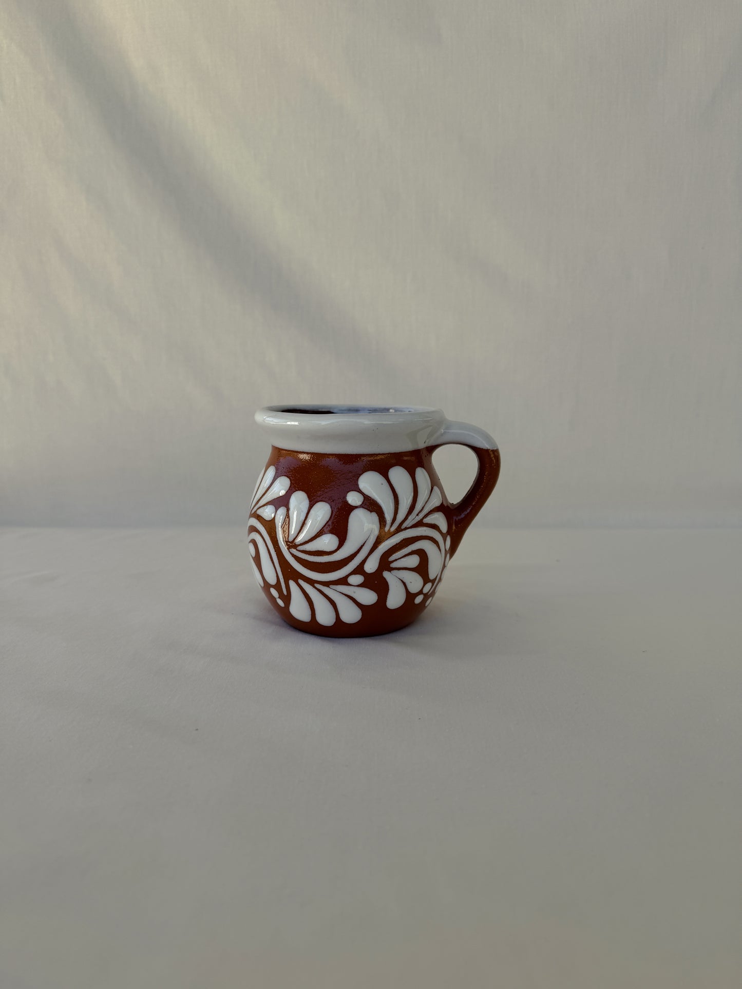 Brown Taza with White Rim