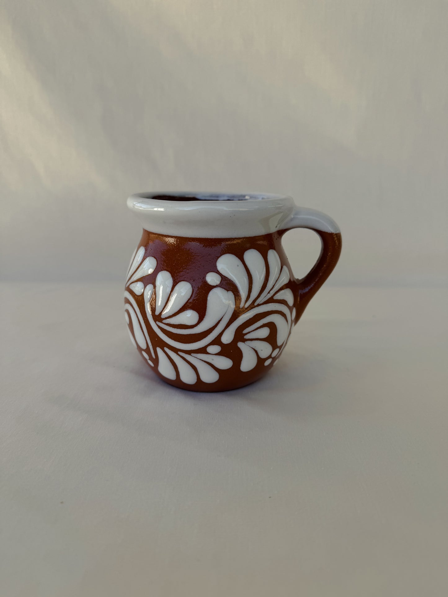 Brown Taza with White Rim