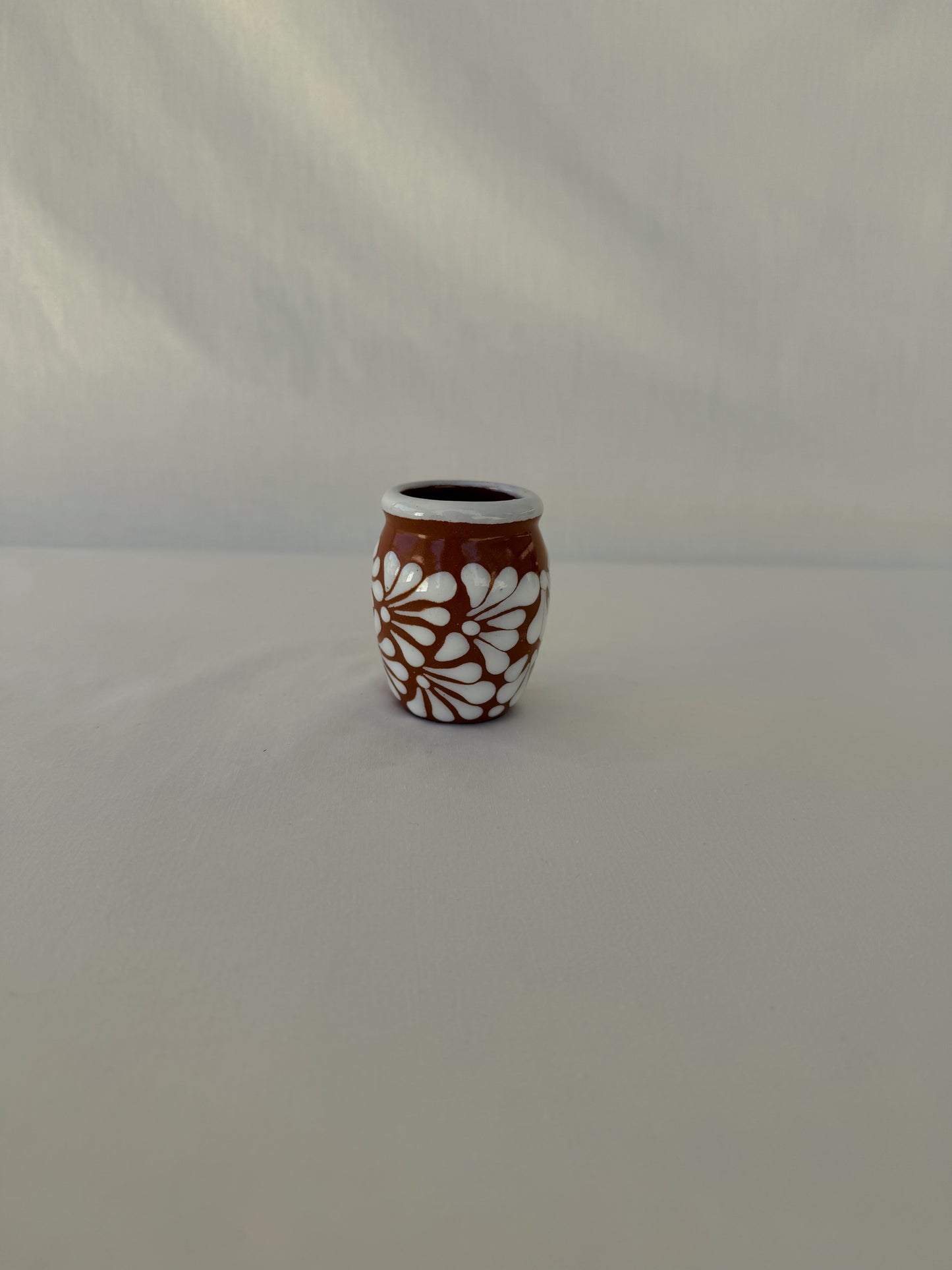Brown Shot Glass with White Rim