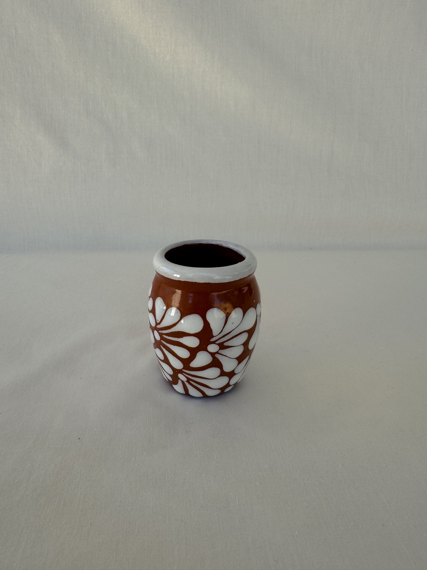 Brown Shot Glass with White Rim